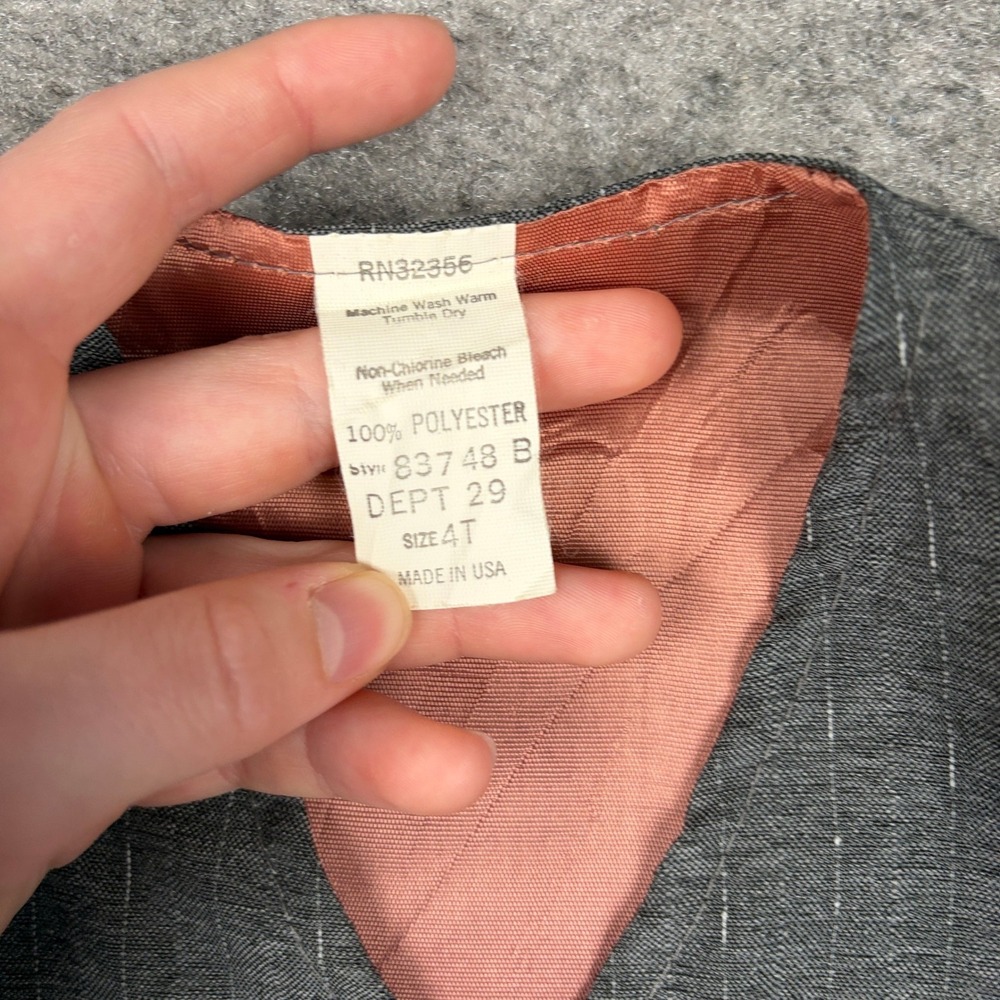 80s 90s Pinstripe Vest Boys 4T Gray Formal Dressy Made in USA Vintage Old Money - Picture 6 of 10